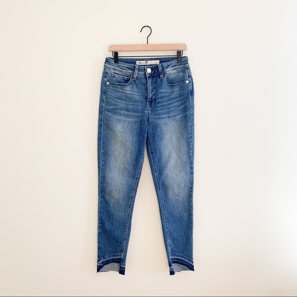 Seven7 Jeans Tummyless Skinny Jeans Uneven Hem